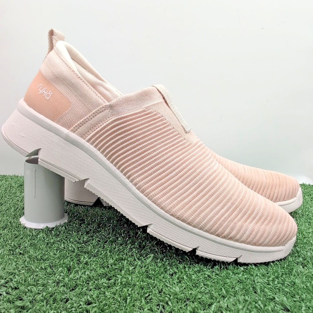 Ryka Captivate Shoes Womens 12 M Medium Blush Beige White Knit Slip On  Sneakers
